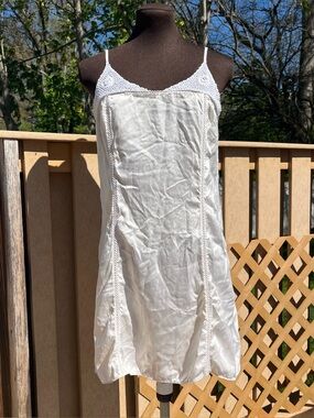 Malizia by La Perla 100% Silk Cream & Crocheted Slip Dress Lingerie Size III/M